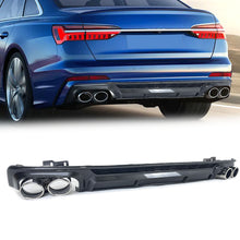 Carbon Look Rear Diffuser Chrome Exhaust Tips For Audi A6 C8 S6 S-Line 19-22