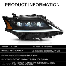 LED Headlights For 2013-2015 Lexus RX270 RX300 RX350 Animation