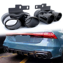 63mm Inlet Exhaust Tips Muffler Pipe Black For Audi A6 C8 A7 C8 2019-2022 Upgrade to S6 S7 et46