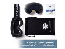 UV Protection Ski Glasses Anti-Fog Snow Goggles Windproof with OTG design For Ladies and Men HB-09