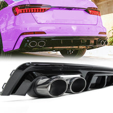 Rear Bumper Lip Diffuser + Exhaust Muffler Tips for Audi A6 C8 S-line S6 2019-2022 di92