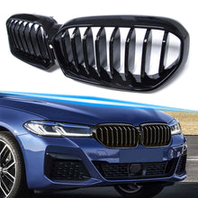 Glossy Black Front Kidney Grille Grill for BMW 5 Series G30 LCI 2021up W/ Camera