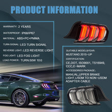 Clear LED Tail Lights Sequential For Ford Mustang 2015-2020 W/5 Modes set
