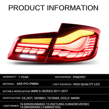 LED Tail Lights For 2011-2017 BMW 5 Series F10 F18 Sequential Signal
