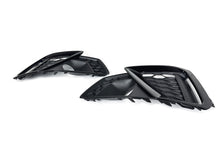 Black Front Bumper Fog Light Grilles Cover For Audi A4 S4 B9 S Line 2020+ w/ ACC