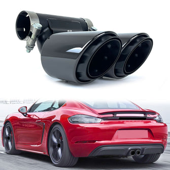 3 Layer Sport Exhaust Tips Muffler Pipe Glossy Black for 2017+ Porsche 718 Cayman Boxster 982 et187
