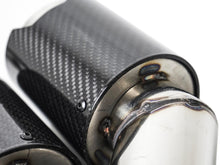 Gloss Carbon Fiber Dual Exhaust Tips Silver for BMW 5 Series F10 F11 55-59mm Pipes