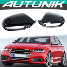 Glossy Black Side Mirror Cover Caps For Audi A6 C7 A6 S6 RS6 12-18 w/o Lane Assist