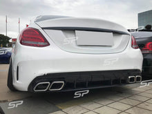 Black Rear Diffuser + Silver Exhaust Tips For Mercedes  W205 S205 C43 amg line 15-21