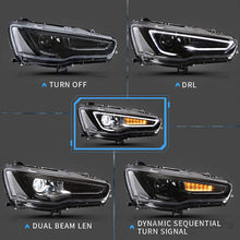 Black Headlights For 2008-2020 MITSUBISHI LANCER/EVO X CJ CF DRL Set Front Lamps