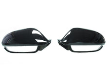 Side Mirror Cover Caps Replacement Glossy Black For Audi A6 C7 S6 RS6 With Lane Assist 12-18