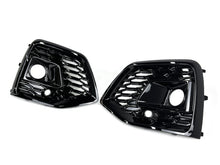 Black Front Bumper Fog Light Grilles Cover For Audi Q5 SQ5 FY S Line 2021+ w/ ACC