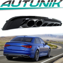 Black Rear Diffuser + Exhaust Tips for Audi A4 B9 S-line Sport Bumper 2017-2019