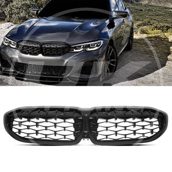 Gloss Black Diamond Front Kidney Grille For BMW 3 Series G20 G21 19-21