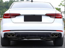 Black Rear Diffuser + Exhaust Tips for Audi A4 B9 S-line Sport Bumper 2017-2019