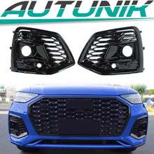 Black Front Bumper Fog Light Grilles Cover For Audi Q5 SQ5 FY S Line 2021+ w/ ACC