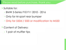 Black Exhaust Muffler Tips Tail Pipes for BMW 5 Series F10 F11 550i 550d M Sport 6 Series F12 F13 640d 650i et88