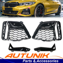 Black Front Bumper Fog Light Grille Cover For BMW 3 Series G20 Sedan M Sport Bumper 19-22