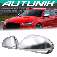 Side Mirror Cover Caps Replacement Matte Chrome for Audi A6 S6 C7 RS6 W/ Lane Assist 2012-2018 mc15