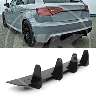 Rear Blade Diffuser Bumper Splitter Gloss Black for AUDI S3 Hatchback 8V 17-20