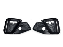 Black Front Bumper Fog Light Grilles Cover For Audi A4 S4 B9 S Line 2020+ w/ ACC