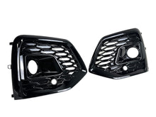 Black Front Bumper Fog Light Grilles Cover For Audi Q5 SQ5 FY S Line 2021+ w/ ACC
