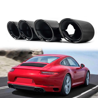 Black Rear Tail Muffler Pipes Exhaust Tips For Porsche 911 Carrera 991 2016-2018