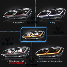 Full LED Projector Headlights For 2014-17 Volkswagen Golf MK7 w/Sequential