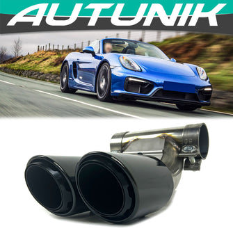 3 Layers Sport Exhaust Tips Muffler Pipe Glossy Black for 2010-2015 Porsche Cayman Boxster et185