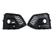 Black Front Bumper Fog Light Grilles Cover For Audi Q5 SQ5 FY S Line 2021+ w/ ACC