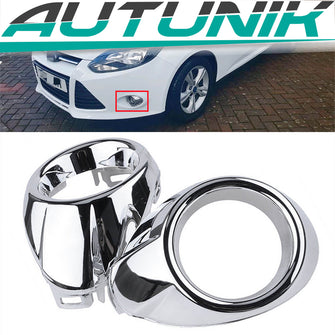 2x Chrome Front Fog Light Lamp Cover Trim Bezel For Ford Focus MK3 2011-2014