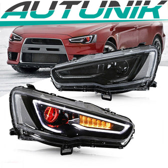 Projector Headlights with Demon Eye for Mitsubishi Lancer EVO X 2008-2020