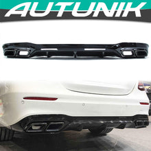 Rear Diffuser w/ Black Exhaust Tips Muffler Pipe for 16-19 Mercedes Benz E W213 Sedan AMG Bumper di33