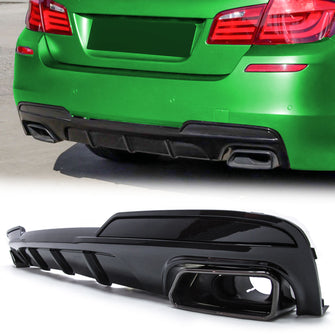 Gloss Black Rear Diffuser Muffler Tps for BMW 5-Series F10 Sedan Sport Bumper 12-16