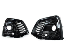 Black Front Bumper Fog Light Grilles Cover For Audi Q5 SQ5 FY S Line 2021+ w/ ACC