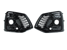 Black Front Bumper Fog Light Grilles Cover For Audi Q5 SQ5 FY S Line 2021+ w/ ACC