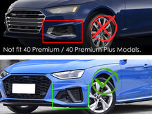 Black Front Bumper Fog Light Grilles Cover For Audi A4 S4 B9 S Line 2020+ w/ ACC