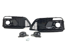 Black Front Bumper Fog Light Grilles Cover w/ ACC For Audi Q5 SQ5 FY S Line 2017+