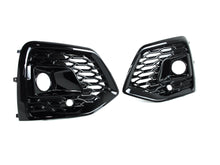Black Front Bumper Fog Light Grilles Cover For Audi Q5 SQ5 FY S Line 2021+ w/ ACC