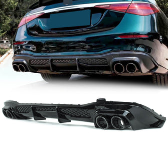 Black Diffuser Exhaust Tips for Mercedes W223 Sedan AMG Bumper 21-24