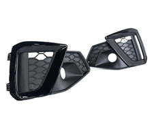 Black Front Bumper Fog Light Grilles Cover For Audi A4 S4 B9 S Line 2020+ w/ ACC