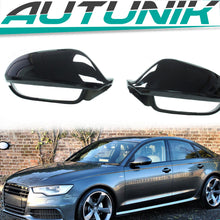 Side Mirror Cover Caps Replacement Glossy Black For Audi A6 C7 S6 RS6 With Lane Assist 12-18