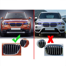 2x Gloss Black Twin Bar Style Front Kidney Grill Grille For BMW X1 E84 2009-2015