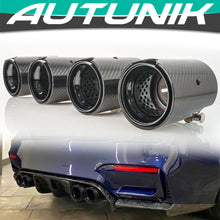 4PCS Carbon Fiber Exhaust Tips Gloss Black Perforated Inner Set for BMW M2 M3 M4 M5