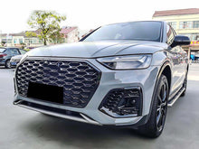 Black Front Bumper Fog Light Grilles Cover For Audi Q5 SQ5 FY S Line 2021+ w/ ACC