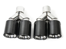 Gloss Carbon Fiber Dual Exhaust Tips Silver for BMW 5 Series F10 F11 55-59mm Pipes