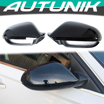 Glossy Black Side Mirror Cover Caps For Audi A6 C7 A6 S6 RS6 2012-2018 w/o Lane Assist mc48