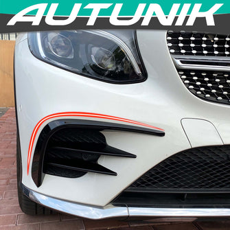 Black Front Canards Splitter Air Vent Trim for Benz GLC X253 C253 AMG Line 16-19 pz109