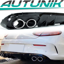 C43 Black Rear diffuser+Chrome Exhaust Tips For Mercedes Benz C-class C205 A205 Coupe AMG Line 15-20