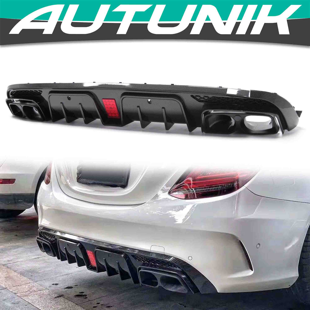 Autunik.co.uk | Rear Diffuser Black Muffler Tips Carbon Fiber Look for ...